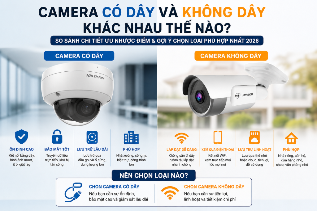 camera có dây và không dây khác nhau thế nào